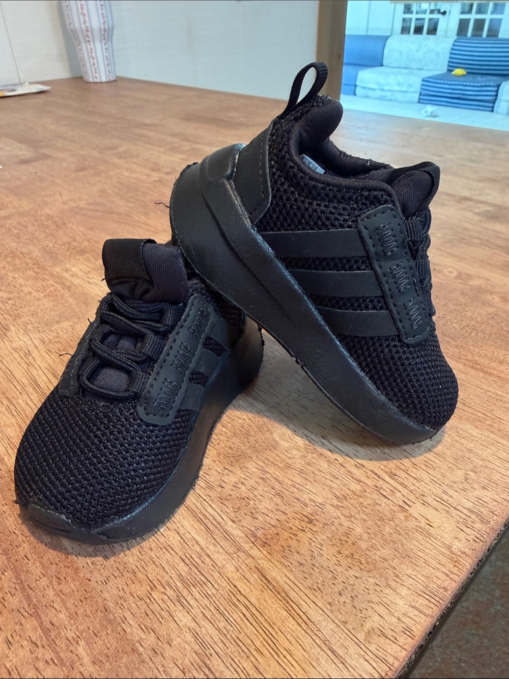 adidas Kids All-Black Mesh Slip-On Sneakers